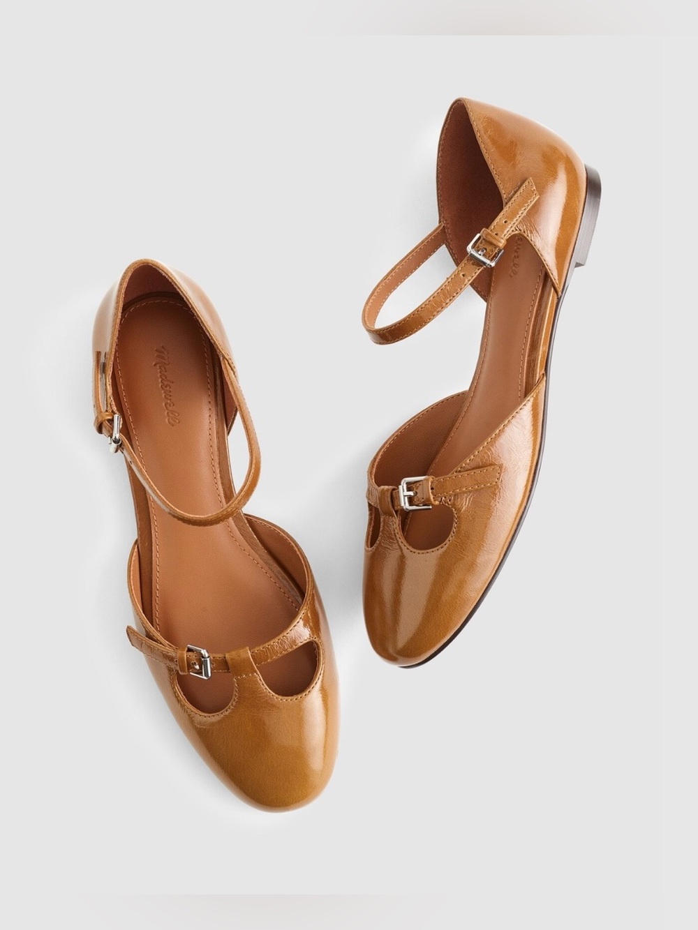 NEW Madewell The Hester Ankle-Strap d'Orsay Flat in Glazed Walnut Size 8 NZ711